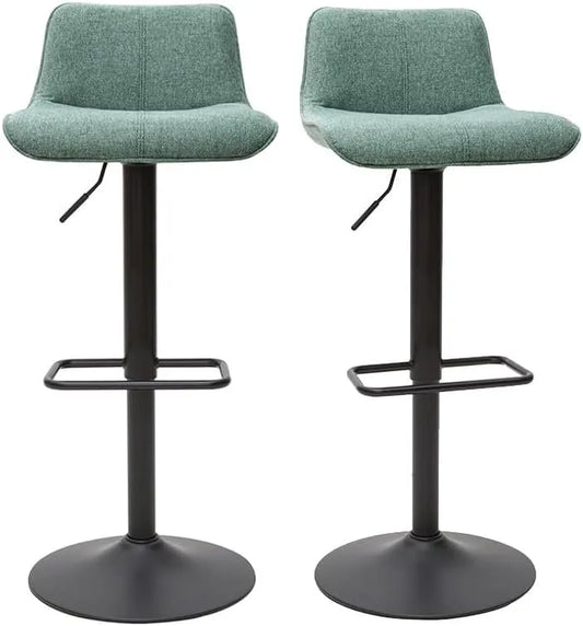 Miliboo Lot de 2 Tabourets de Bar Ajustables en Velours Vert Céladon et Métal