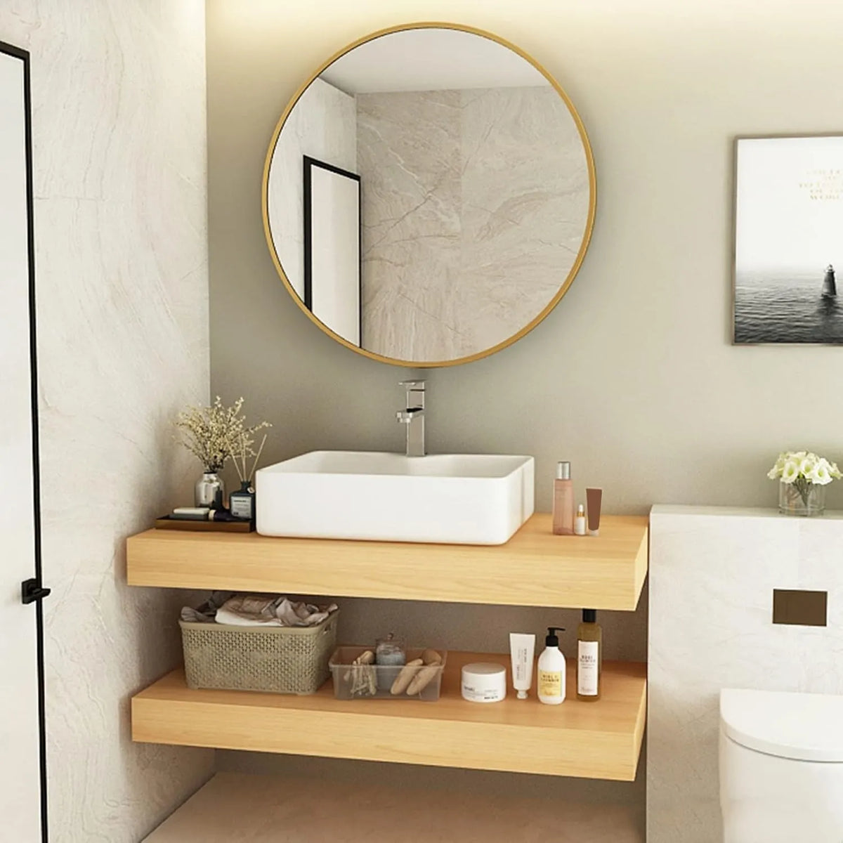 Ensemble Mural de Salle de Bain 60 cm avec Lavabo Céramique