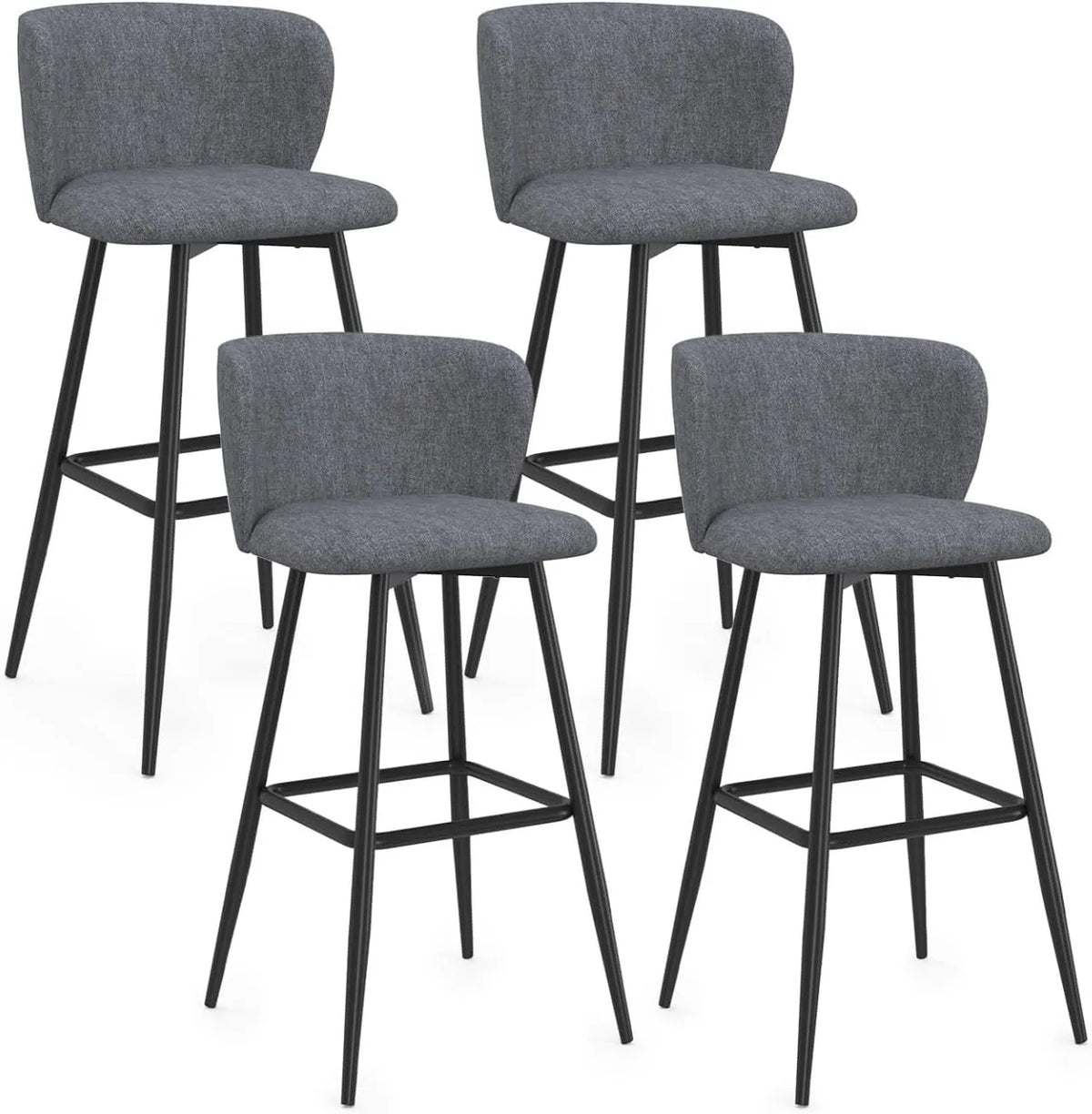 Tabourets de Bar Lot de 4 Gris Foncé avec Pieds Métal Noir OMBLINE