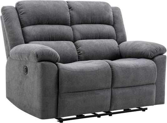 Canapé Relax Électrique 2 Places en Tissu Gris - BUROLO