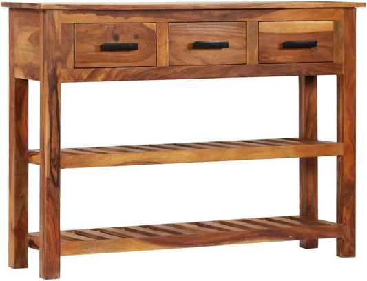 Commode Vintage en Acacia Massif avec Tiroirs pour Salon, 110x30x80 cm, Meuble Élégant de Rangement pour Séjour