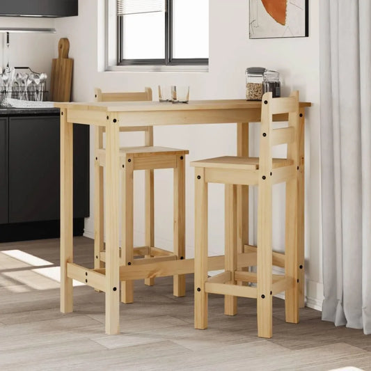 Set de Salle à Manger 3 Pièces en Pin Massif avec Coin Repas pour Cuisine et Salon