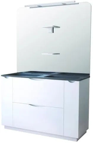 Meuble de Salle de Bain Moderne avec Vasque en Résine Noire et Éclairage LED, 120cm, Laqué Blanc