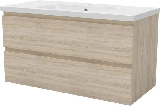 Meuble de Salle de Bain 100cm avec Vasque Unique en Chêne Wotan - AICA