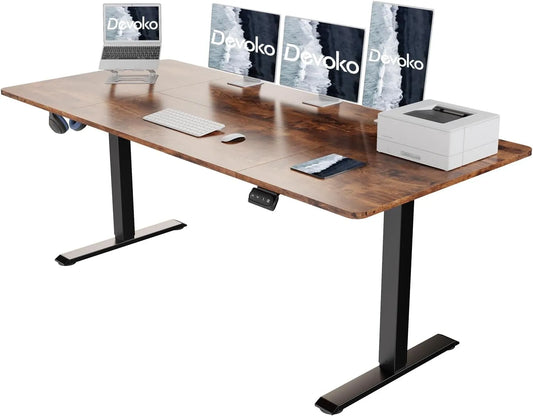 Bureau Électrique Hauteur Réglable 140x60 cm avec Tiroirs et USB, Gestion Câbles, 3 Mémoires - Noir
