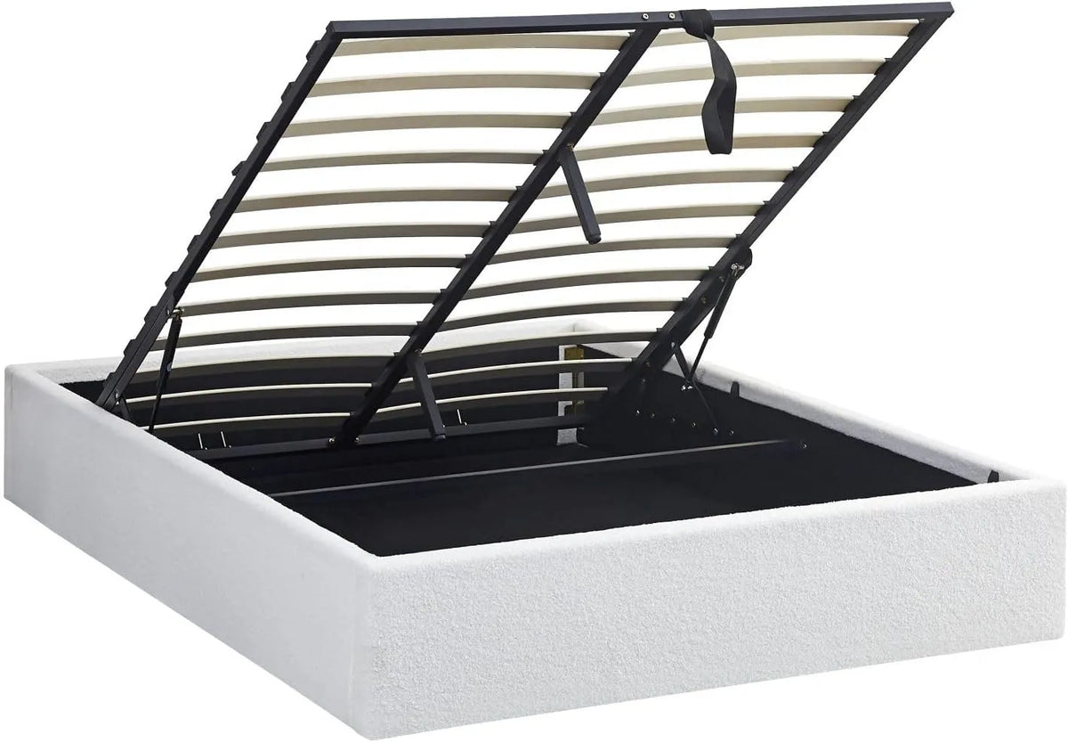 Lit Coffre en Tissu Bouclette 160x200 cm avec Rangement