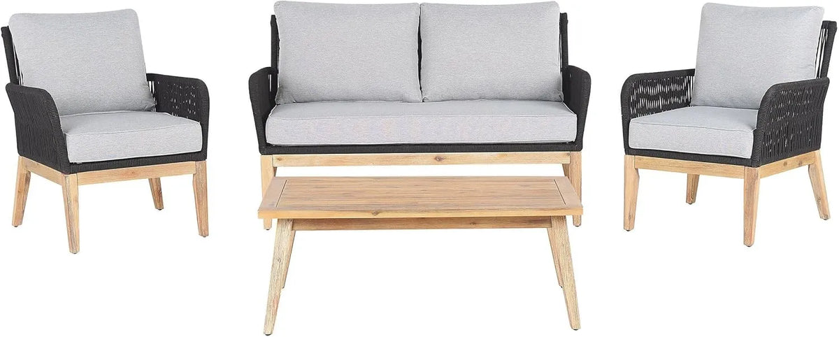Ensemble de Salon Extérieur en Bois d'Acacia avec Table, Canapé et Fauteuils - Style Bohème