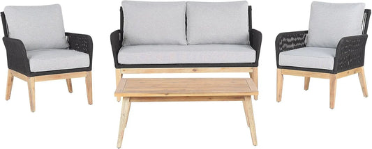Ensemble de Salon Extérieur en Bois d'Acacia avec Table, Canapé et Fauteuils - Style Bohème