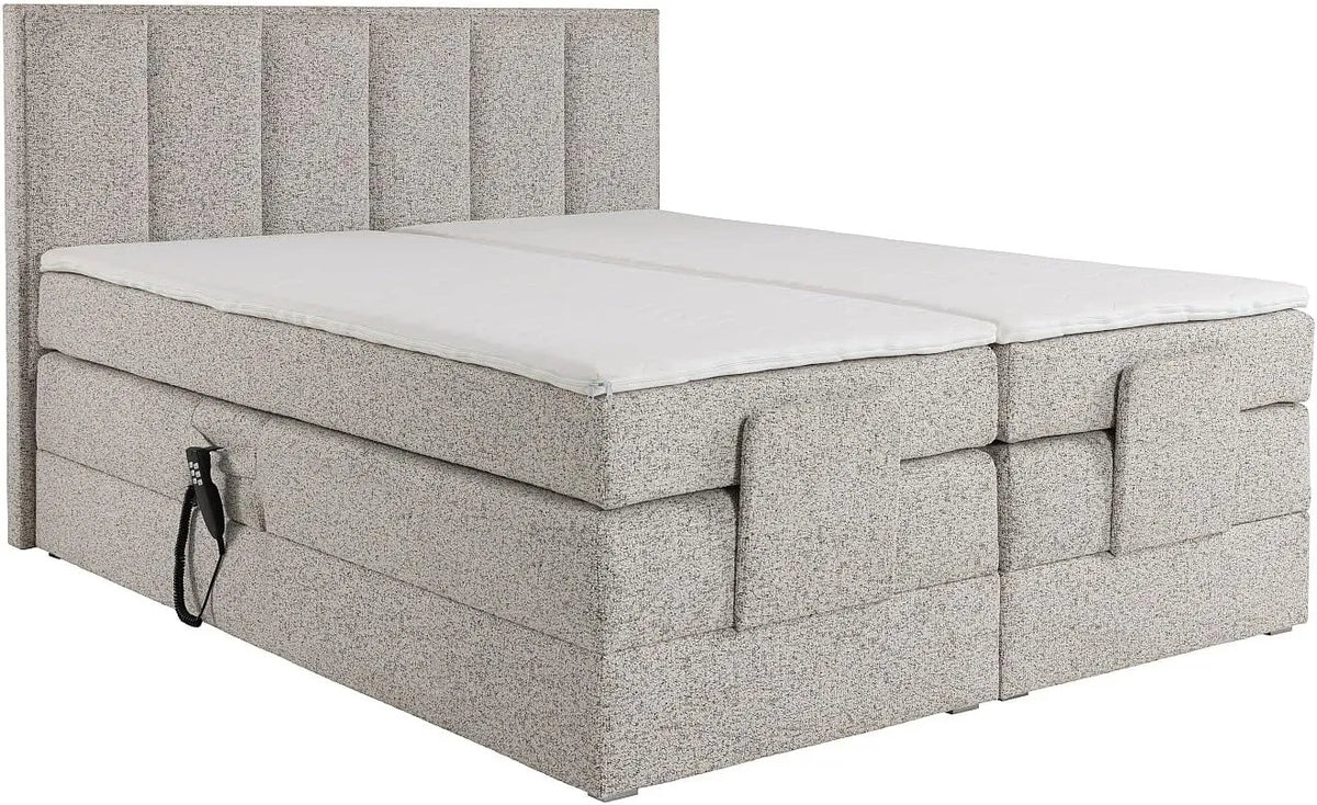 Lit Boxspring Électrique avec Matelas et Surmatelas, 2 x 90x200 cm, Beige