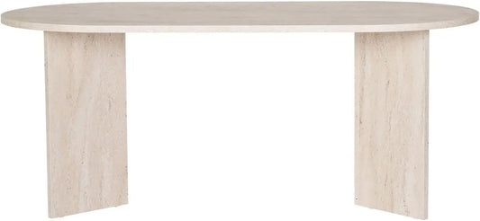 Table à Manger Ovale Effet Travertin 8 Personnes 180 cm - Design Élégant