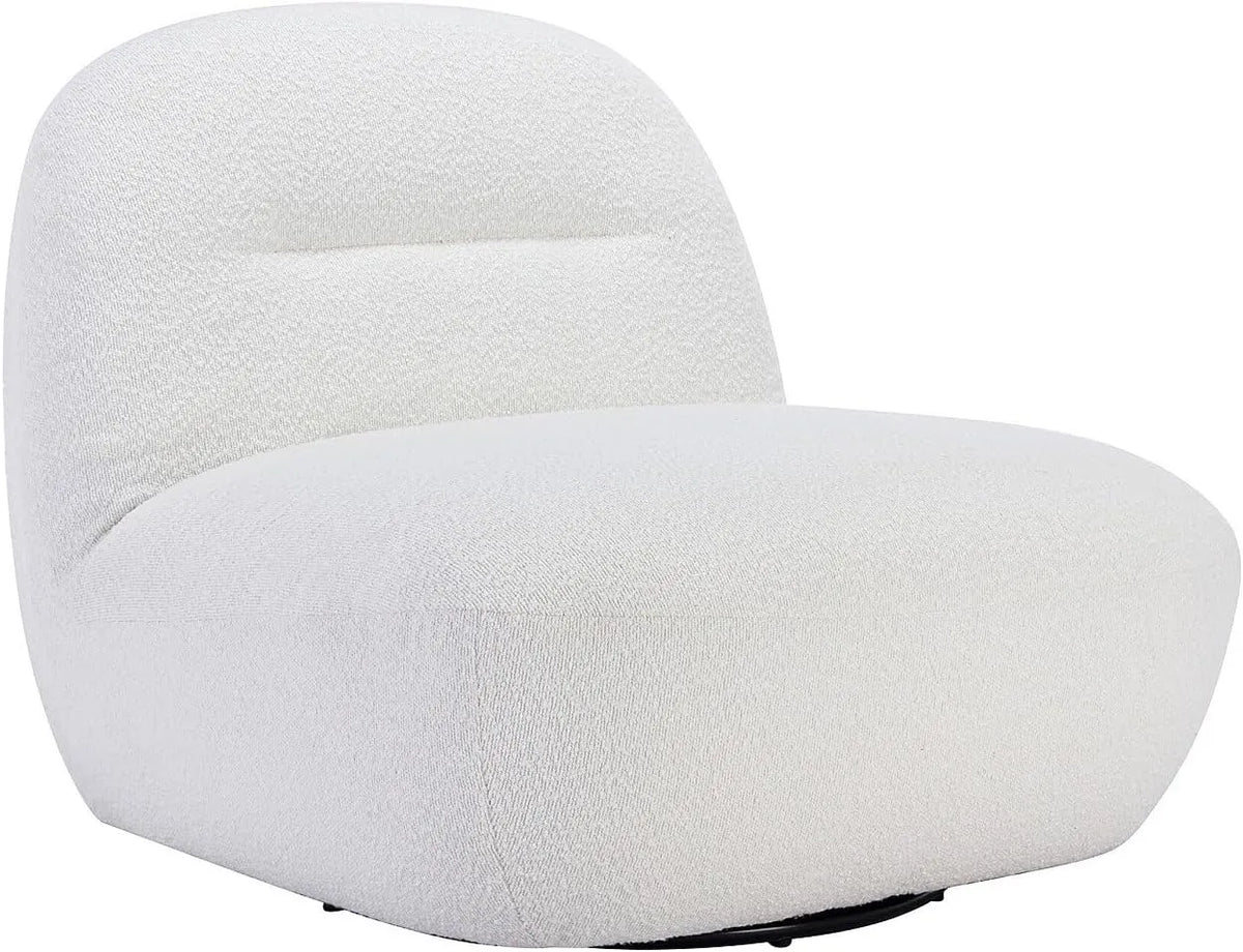 Fauteuil Pivotant en Tissu Bouclette Blanc - Confort et Style POZETI