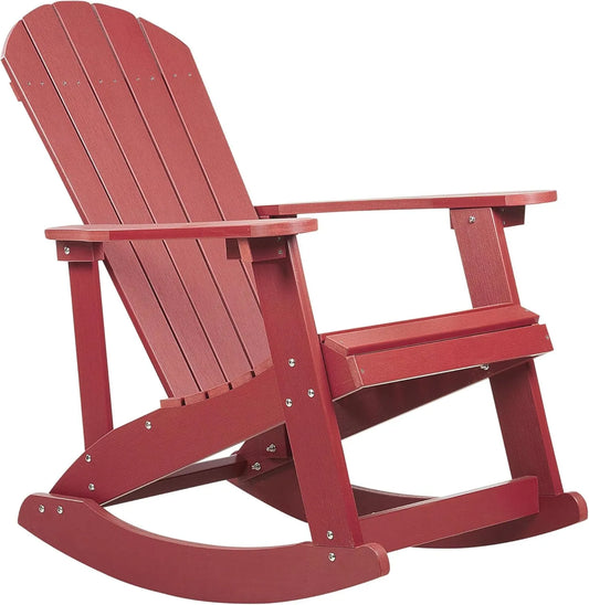 Chaise Longue Adirondack Rouge en Bois Composite pour Jardin