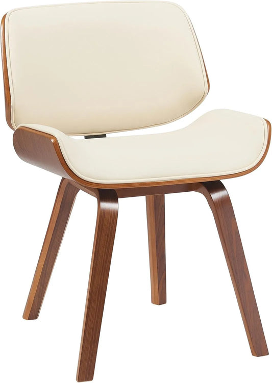 Chaise de Salle à Manger Beverley en Similicuir avec Bois Courbé - Noyer/Crème