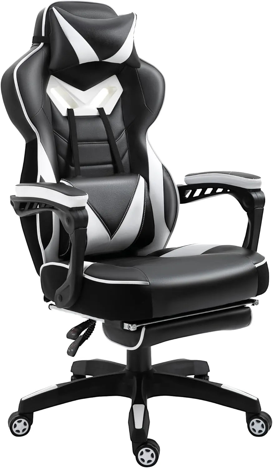 Chaise de Jeu Ergonomique Vinsetto avec Repose-Pied et Support Lombaire, Noir/Blanc
