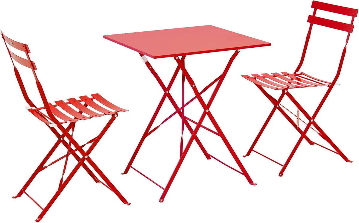 Ensemble de Jardin en Acier Rouge: Table et 2 Chaises Oviala