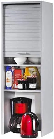 Armoire de Cuisine en Aluminium avec Rideau et Étagères 40x123.6x35 cm