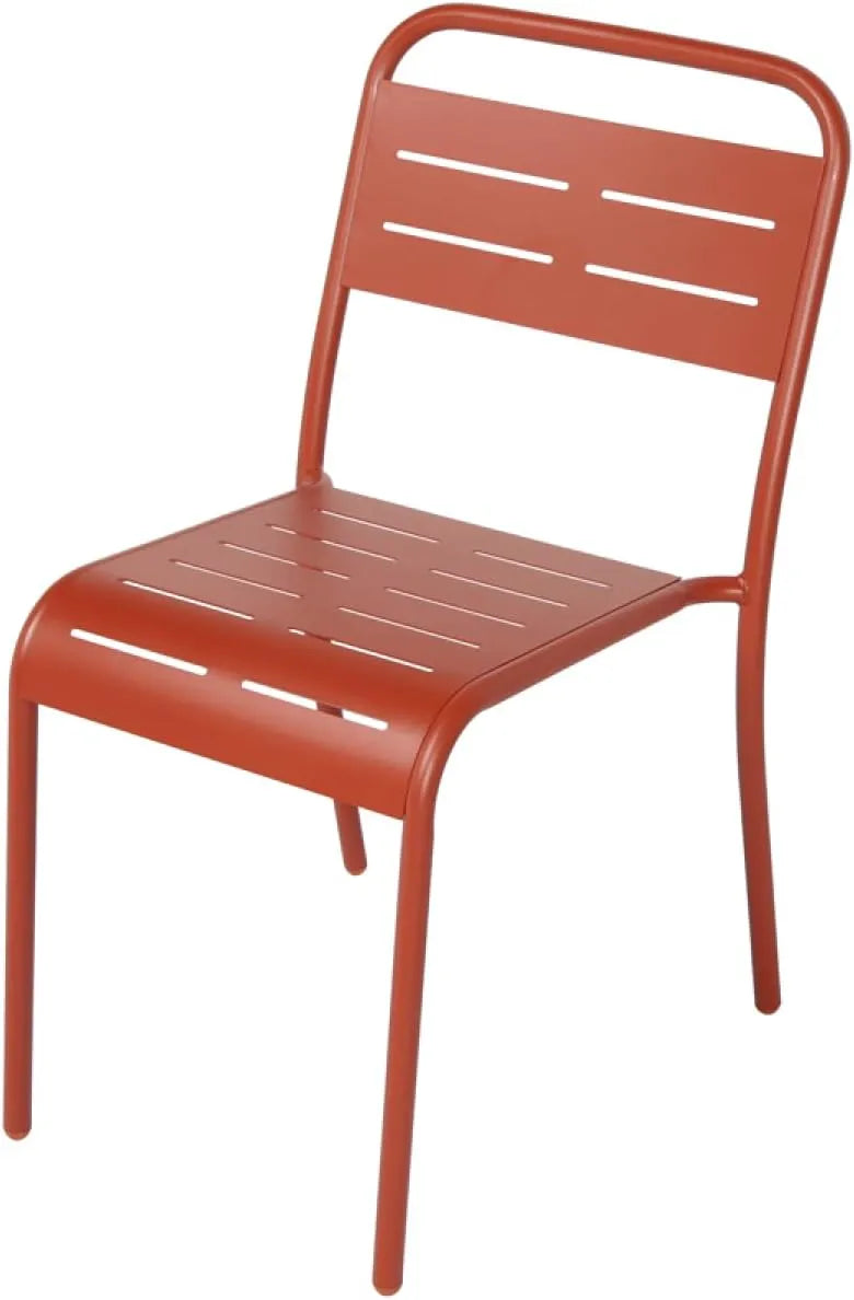 Ensemble de 4 Chaises de Jardin BERGAME Terracotta - Acier Poudré Anti-Corrosion, Design Moderne Empilable, Résistant aux UV et Intempéries
