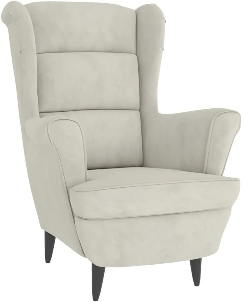 Fauteuil en Velours Blanc Crème pour Salon et Bureau