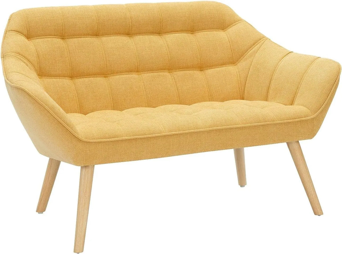 Canapé 2 Places en Tissu Jaune Moutarde - Confort et Élégance