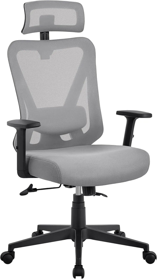 Chaise de Bureau Ergonomique en Maille avec Support Lombaire et Accoudoirs Réglables - Yaheetech