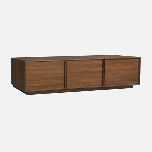 Kuba - Meuble TV en Noyer avec 3 Portes, Style Bois, 180cm