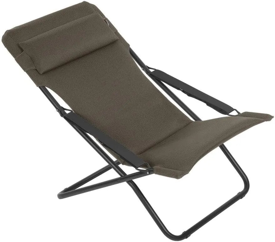 Chaise Longue Pliable Confortable TRANSABED - Multipositions - AirComfort Résistant - Usage Extérieur - Fabriqué en France - Taupe