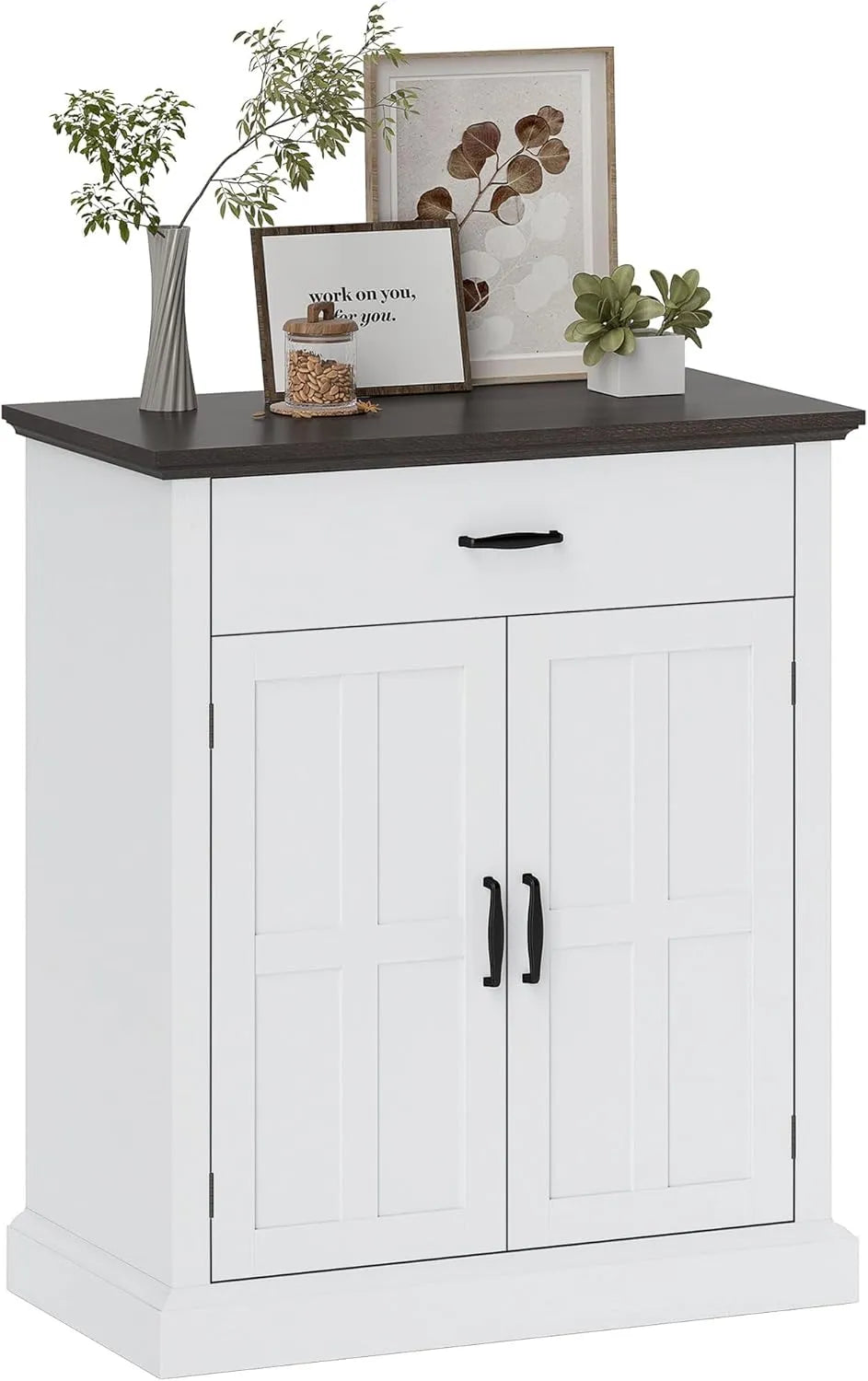 Buffet HOMCOM avec 2 Portes et Tiroir, Étagère Réglable pour Salle à Manger, Entrée, Blanc, 75,2x40x91,5 cm