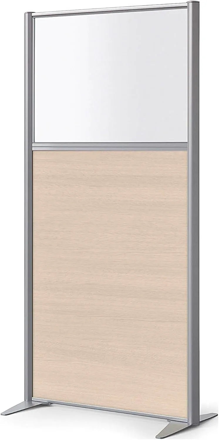 Paroi de Séparation en Bois Semi-Vitrée B-Zen - 160x81 cm, Chêne Clair
