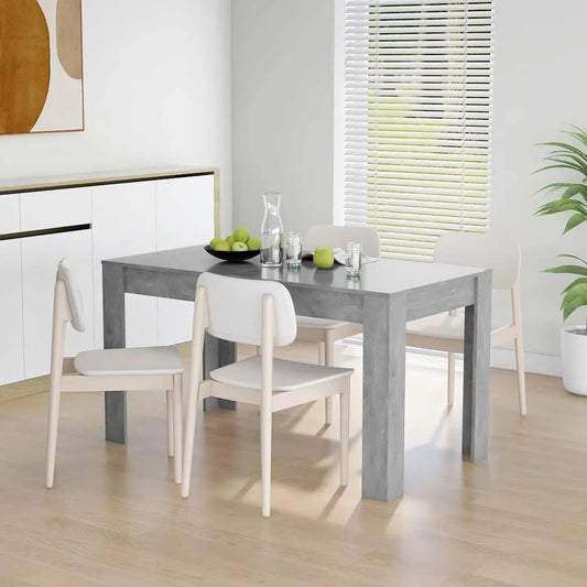 Table à manger moderne en bois massif gris béton 140 x 75 x 76 cm pour cuisine et appartement