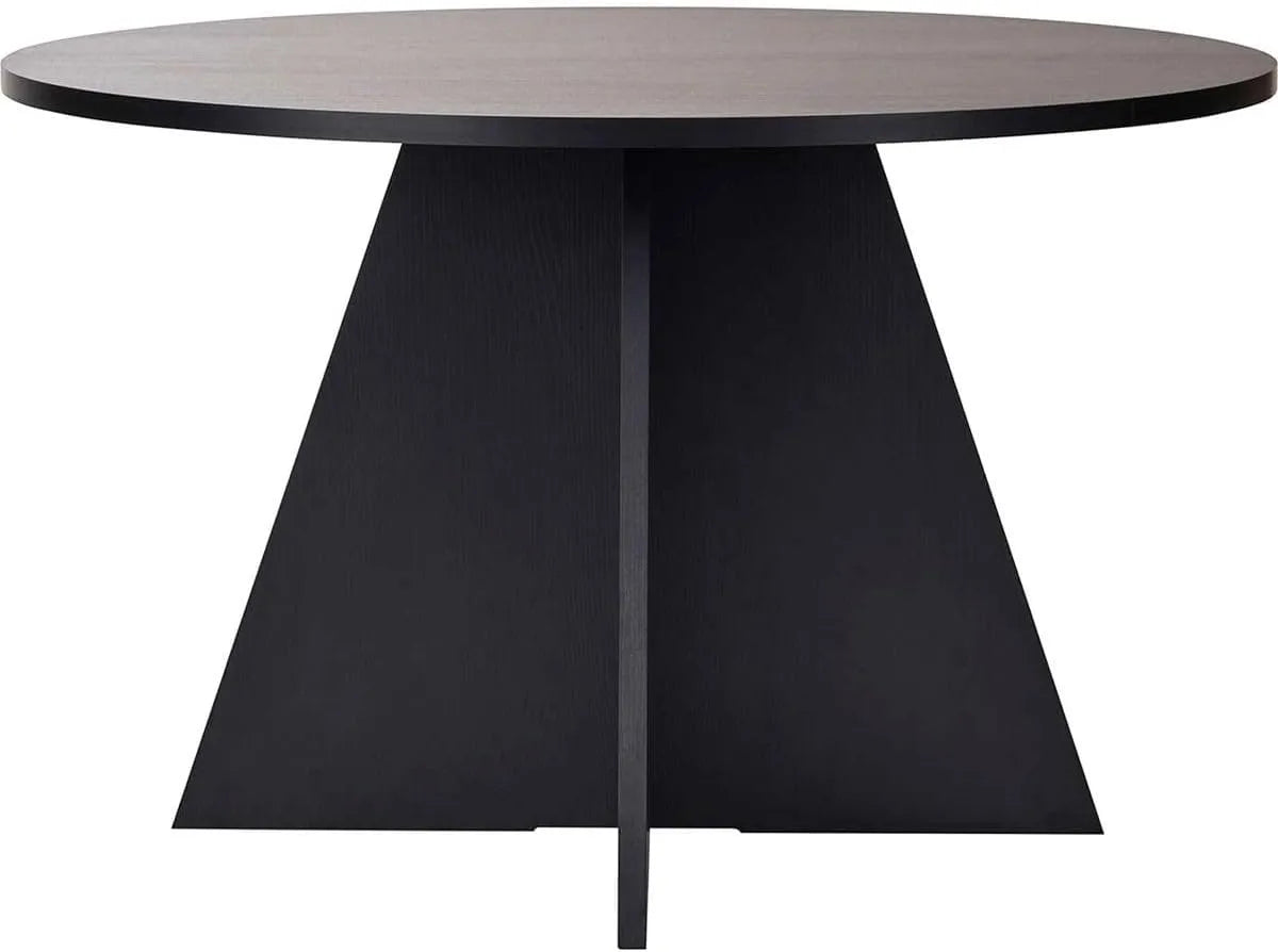 Table à Manger Ronde Noire en Bois, 5-6 Personnes, Ø120 cm - Norae