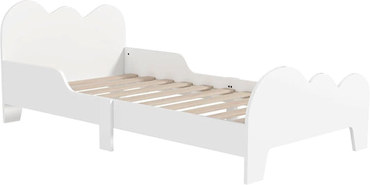 Lit Enfant 70x140 cm avec Barrière de Sécurité et Décorations Nuage - 3 à 8 Ans