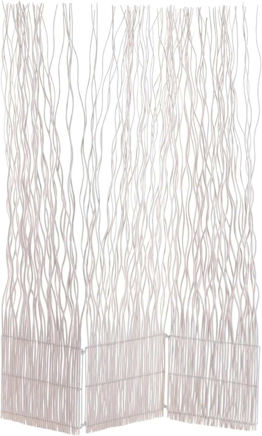 Cloison Décorative en Osier Blanc 170x120 cm, Paravent 3 Panneaux