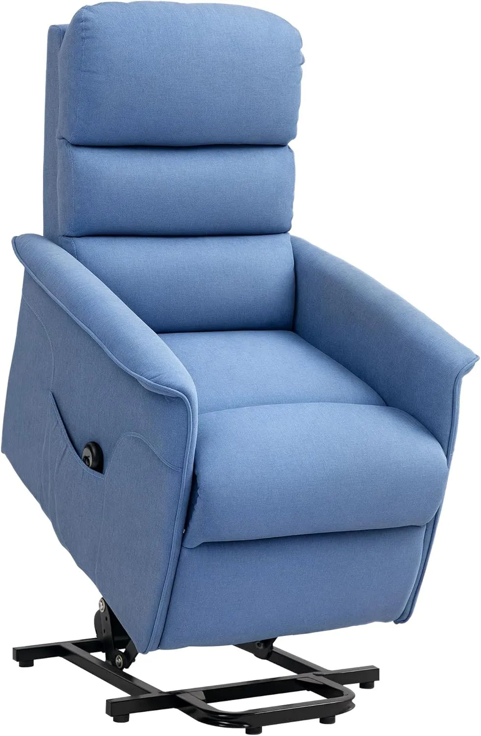Fauteuil Électrique Releveur Inclinable avec Télécommande et Pochette, Tissu Bleu Lin