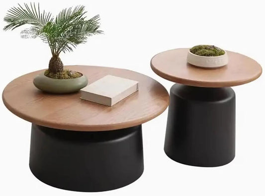 Table Basse Moderne Ronde Nuage Blanc et Crème, Set Gigogne 50+70cm pour Salon ou Chambre