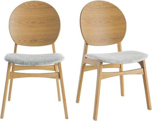 Lot de 2 Chaises Scandinaves en Bois Clair et Tissu Gris Clair - Elton par Miliboo