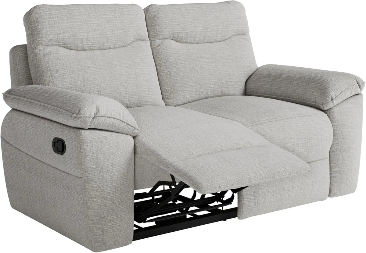 Canapé Relax Manuel 2 Places en Tissu Texturé 3D - LOUNGITUDE Ross