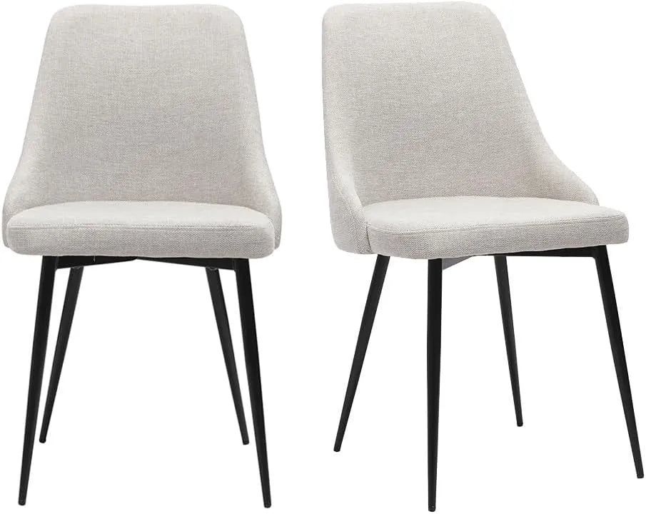 Chaises Modernes en Velours Beige et Métal Noir Lot de 2 - Miliboo
