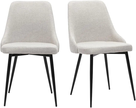 Chaises Modernes en Velours Beige et Métal Noir Lot de 2 - Miliboo