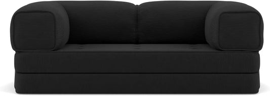 Canapé Convertible 3 Places en Velours Noir - Design Moderne