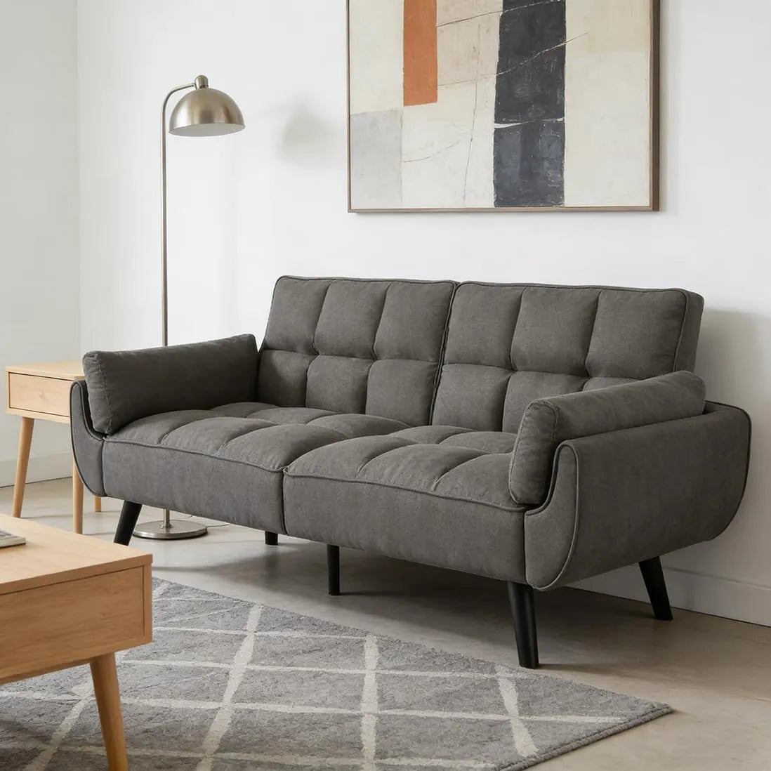 Canapé 3 Places Moderne et Confortable pour Salon ou Chambre, 191 cm, Gris Foncé