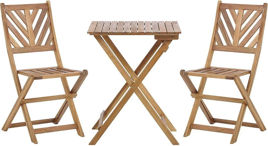 Ensemble Bistrot d'Extérieur en Acacia Foncé avec Table et Chaises Pliantes