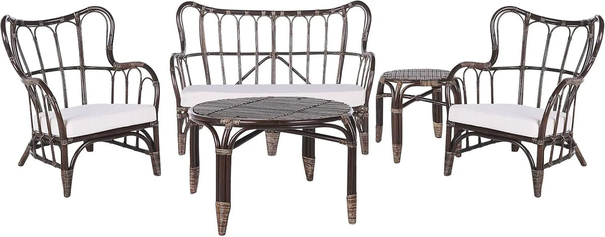 Ensemble de Salon de Jardin en Rotin Brun avec Coussins Beiges Brindisi