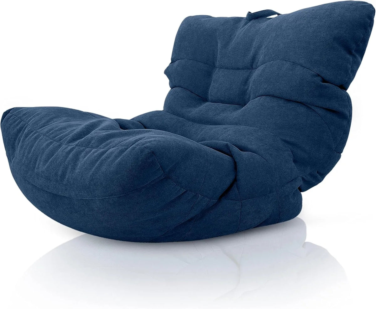 Grand Pouf Moderne pour Salon - Fauteuil XXL avec Remplissage pour Chambre Adulte ou Ado, Bleu
