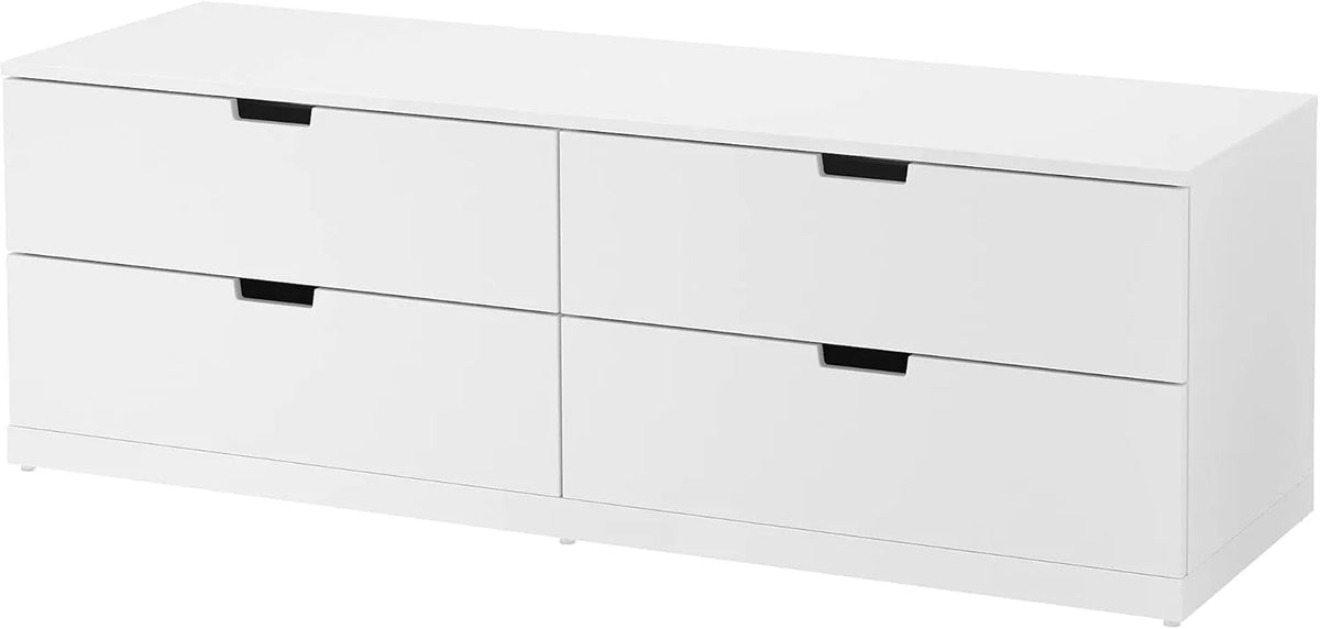 Commode NORDLI avec 4 tiroirs, 160x54 cm, blanc moderne