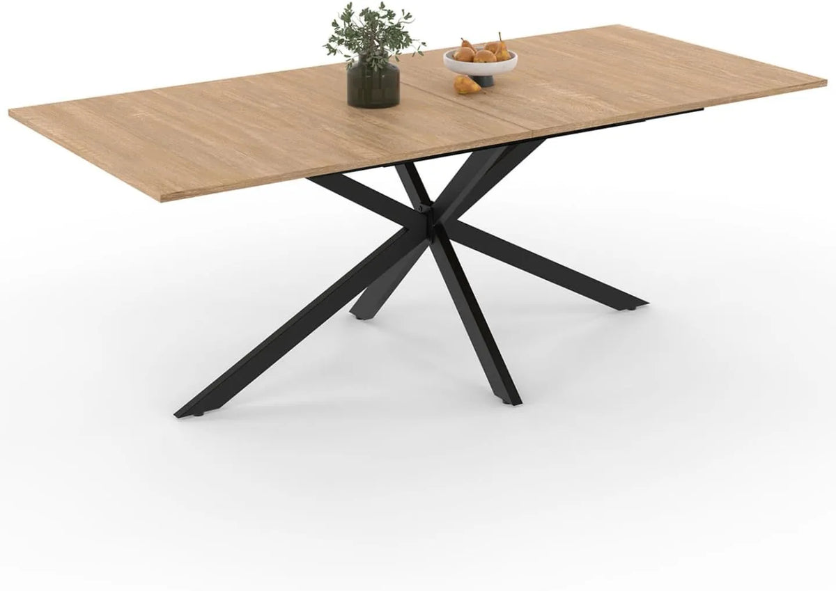 Grande Table de Salle à Manger Alix 200 cm pour 10 Personnes - Pieds en Acier et Plateau en Bois
