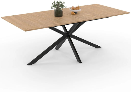 Grande Table de Salle à Manger Alix 200 cm pour 10 Personnes - Pieds en Acier et Plateau en Bois