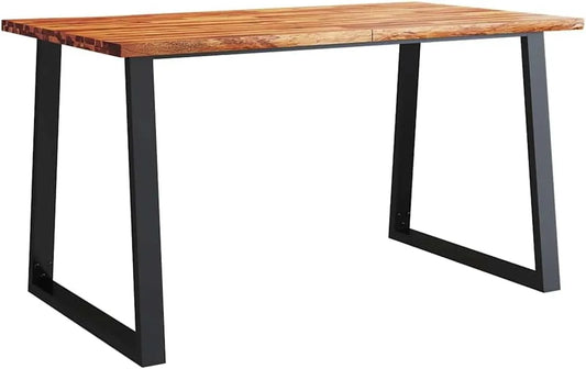 Table de Salle à Manger en Bois d'Acacia 140x80x75 cm, Design Bord Vif