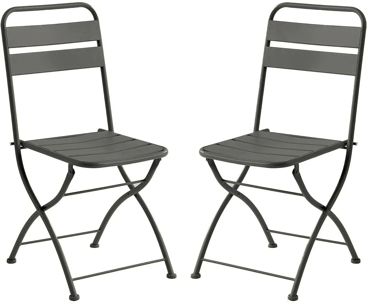 Lot de 2 Chaises de Jardin Pliantes en Métal Gris - Collection MIRMANDE