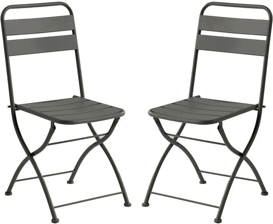Lot de 2 Chaises de Jardin Pliantes en Métal Gris - Collection MIRMANDE