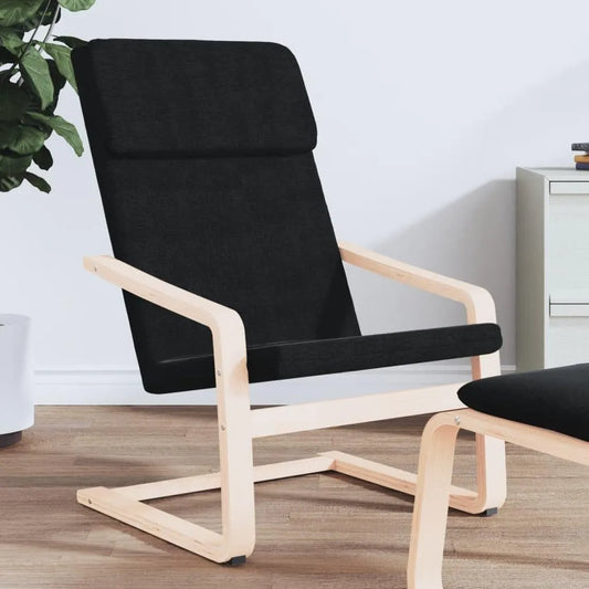 Fauteuil Relax en Tissu Noir avec Structure en Bois de Bouleau, Convient pour Bureau et Salon, Pivotant et Stable, Capacité 110 kg